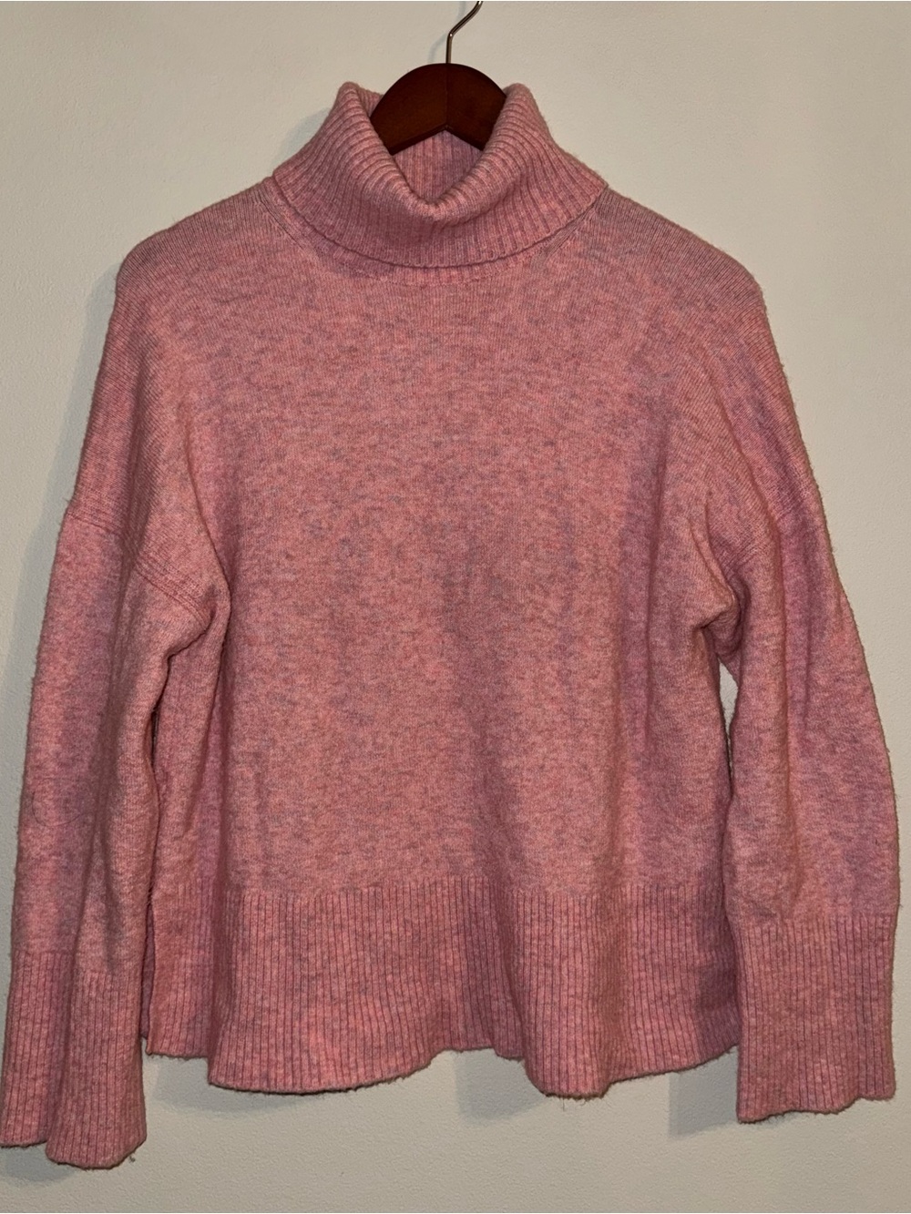 J.Crew Pink Heathered Merino Wool Blend Supersoft Turtleneck Sweater Small